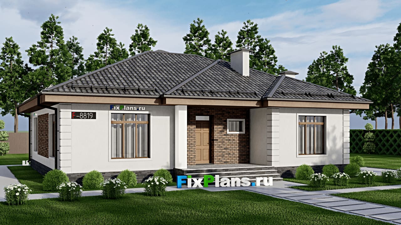 Одноэтажный дом F-8819 — фасад