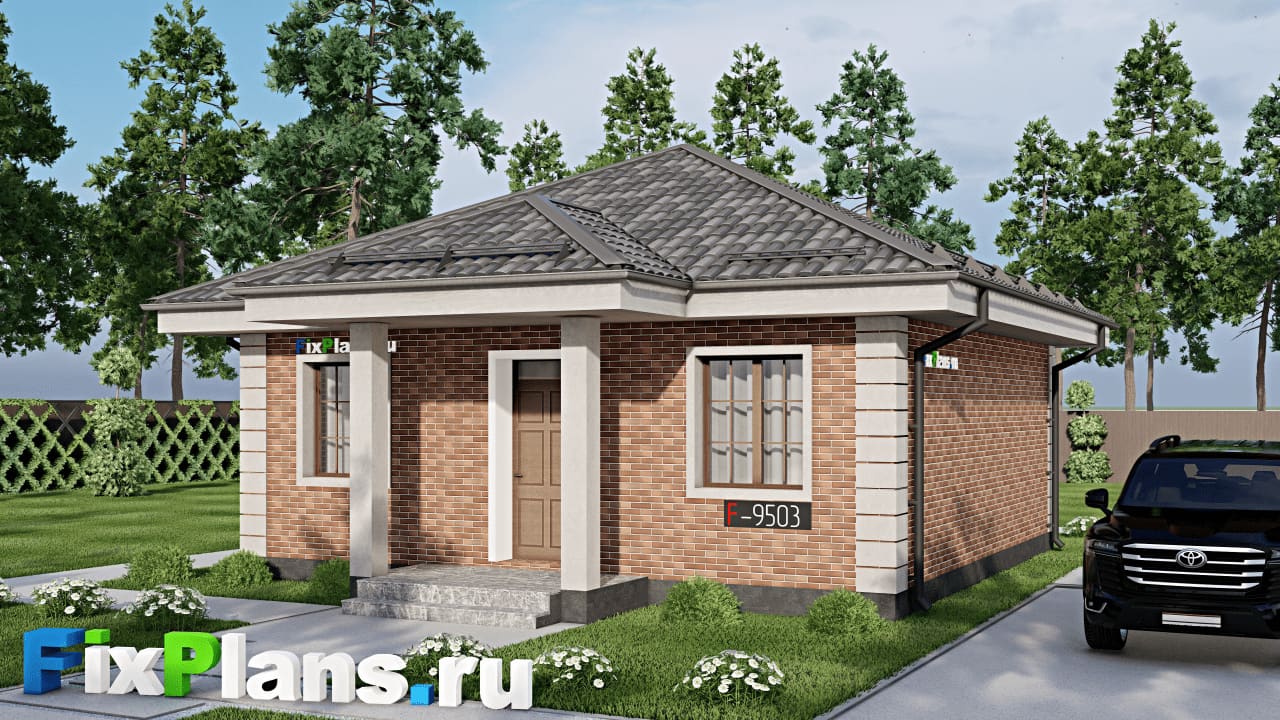 Одноэтажный дом F-9503 — фасад