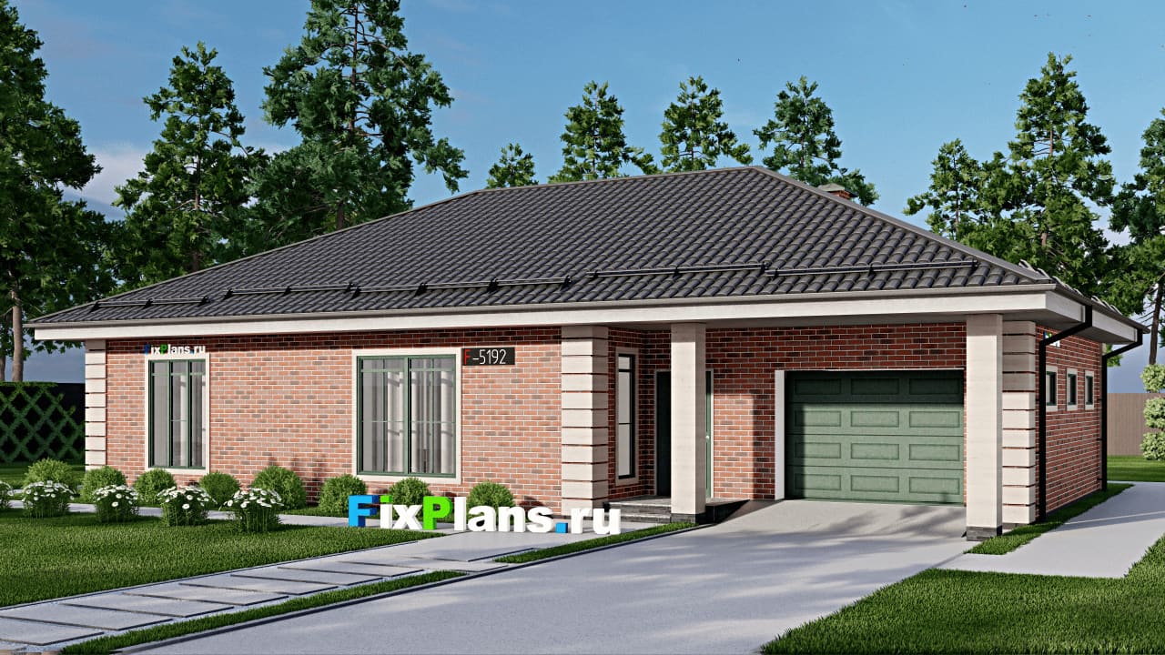 Одноэтажный дом F-5192 — фасад