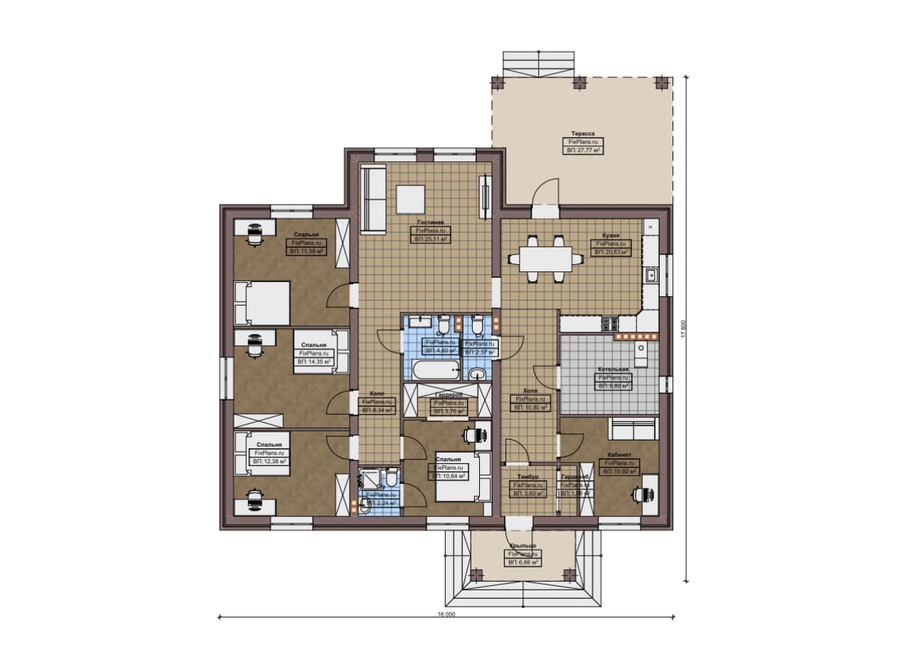 Планировка Одноэтажный дом F-9971