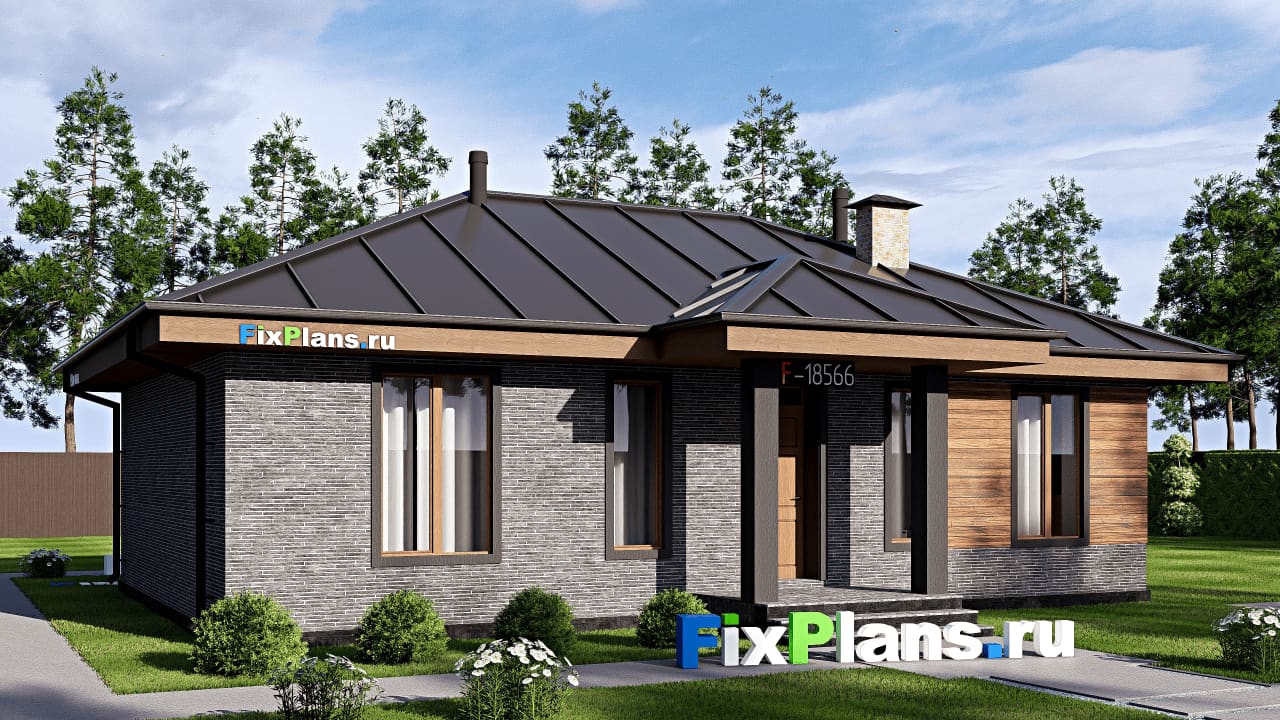 Одноэтажный дом F-18566 — фасад